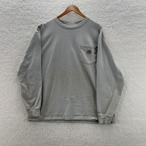 Carhartt Shirt Mens XL Gray FR Flame Resistant Long Sleeve Distressed Workwear